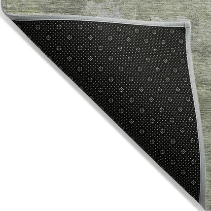 5' X 8' Fern Green And Silver Abstract Washable Indoor Outdoor Area Rug HomeRoots