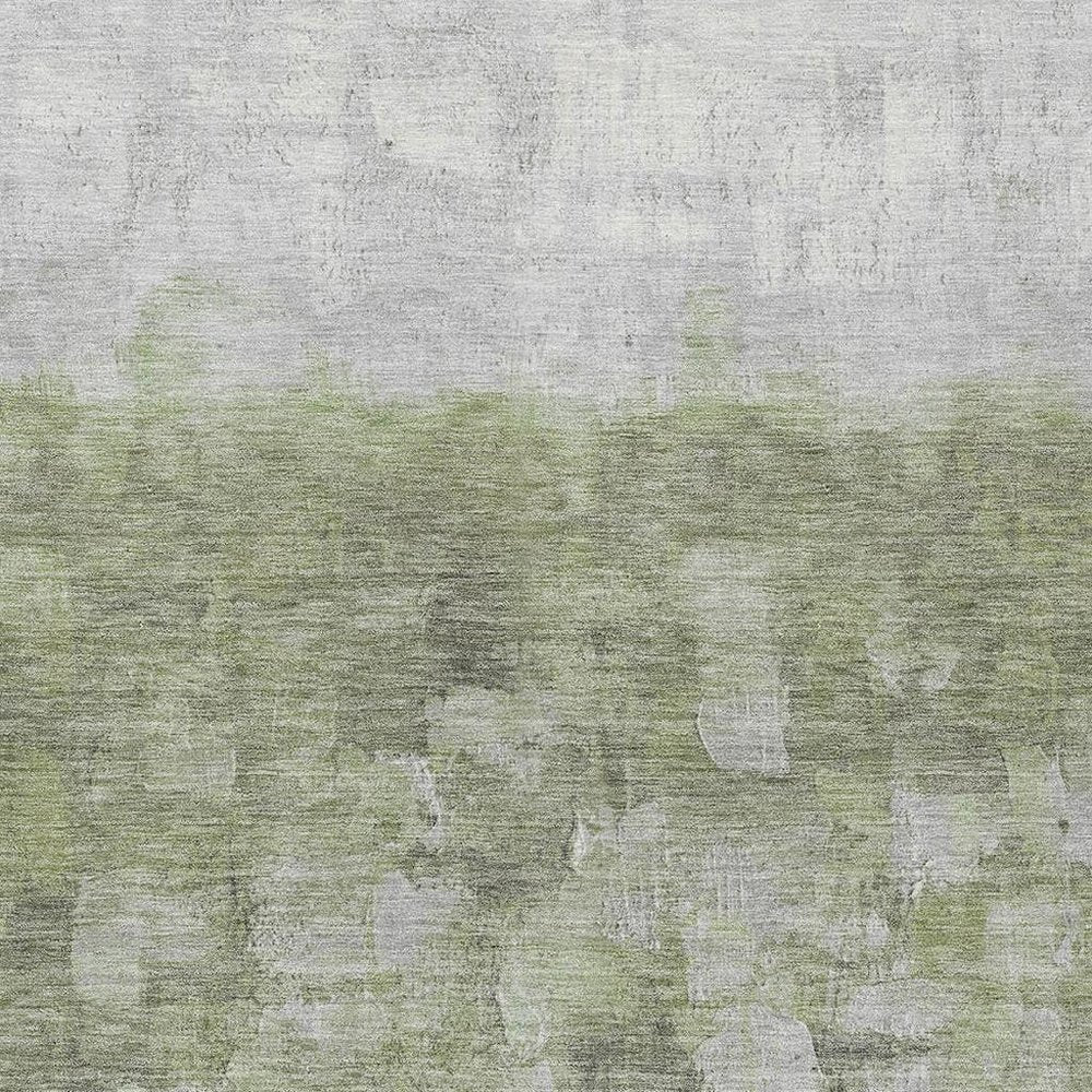 9' X 12' Fern Green And Silver Abstract Washable Indoor Outdoor Area Rug — view 5
