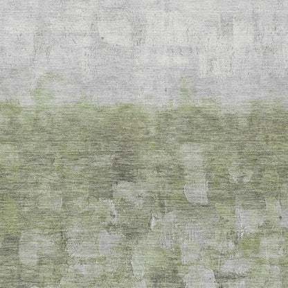9' X 12' Fern Green And Silver Abstract Washable Indoor Outdoor Area Rug HomeRoots