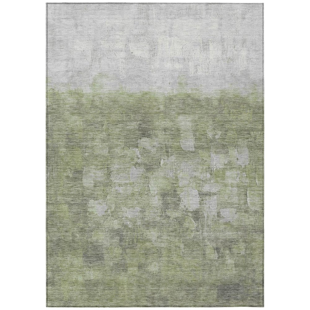 9' X 12' Fern Green And Silver Abstract Washable Indoor Outdoor Area Rug HomeRoots
