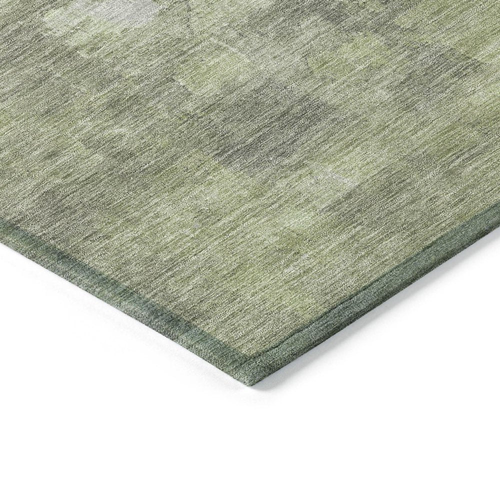 9' X 12' Fern Green And Silver Abstract Washable Indoor Outdoor Area Rug — view 3