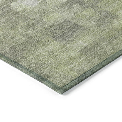 9' X 12' Fern Green And Silver Abstract Washable Indoor Outdoor Area Rug HomeRoots