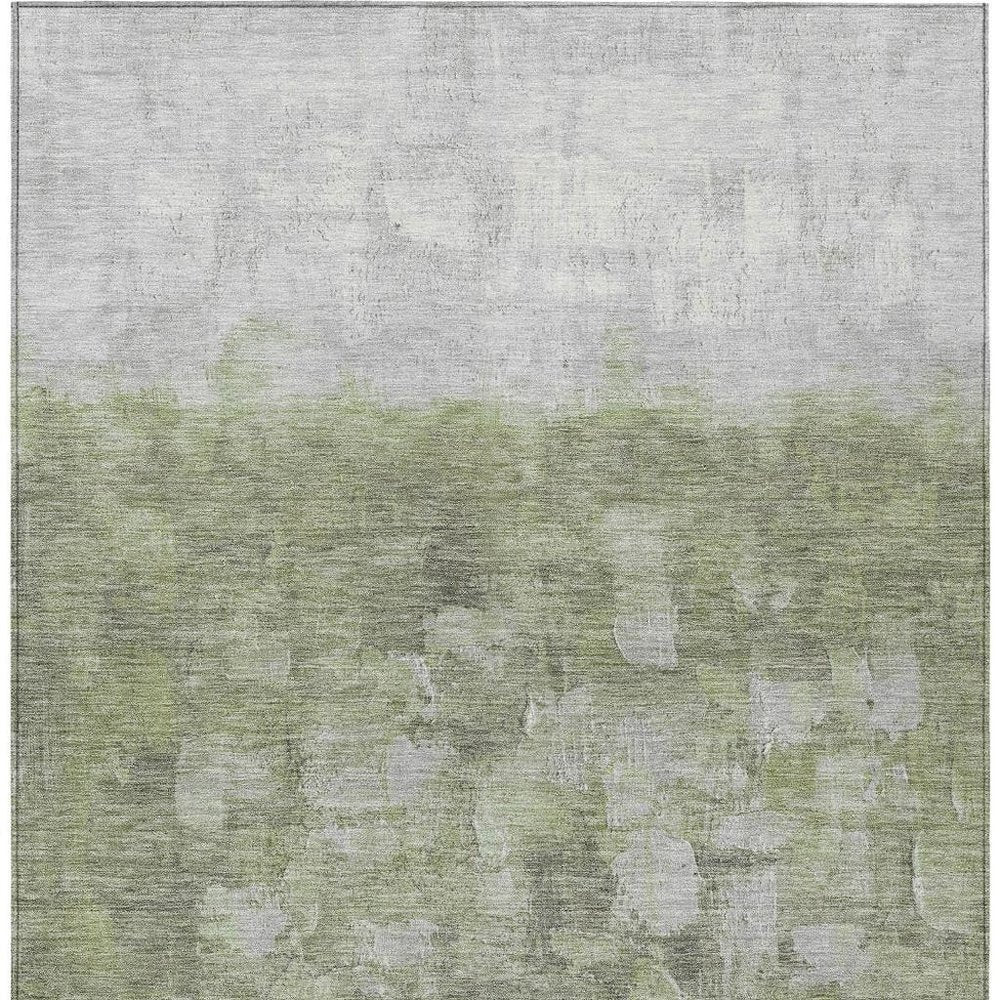10' X 14' Fern Green And Silver Abstract Washable Indoor Outdoor Area Rug — view 6