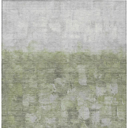 10' X 14' Fern Green And Silver Abstract Washable Indoor Outdoor Area Rug HomeRoots