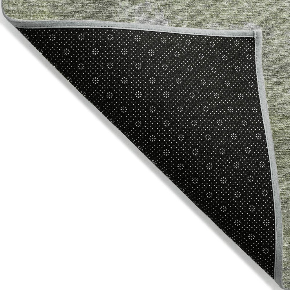10' X 14' Fern Green And Silver Abstract Washable Indoor Outdoor Area Rug HomeRoots