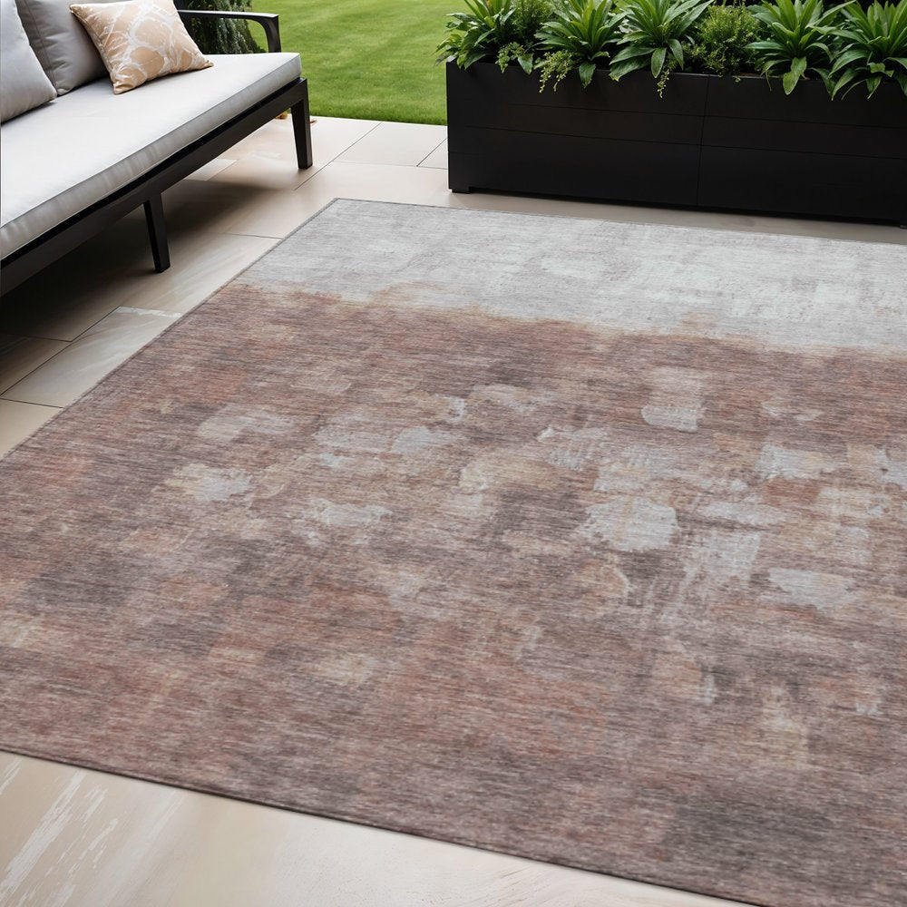 5' X 8' Rust And Silver Abstract Washable Indoor Outdoor Area Rug HomeRoots