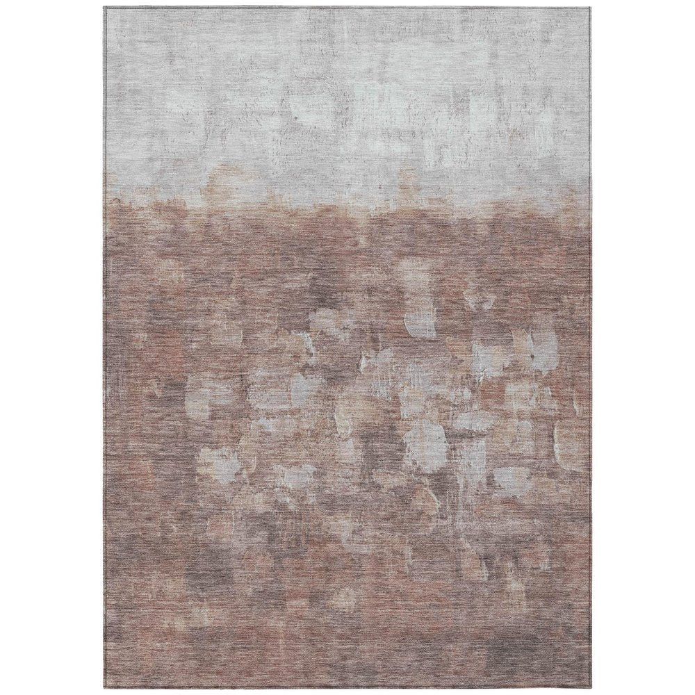 5' X 8' Rust And Silver Abstract Washable Indoor Outdoor Area Rug — view 1