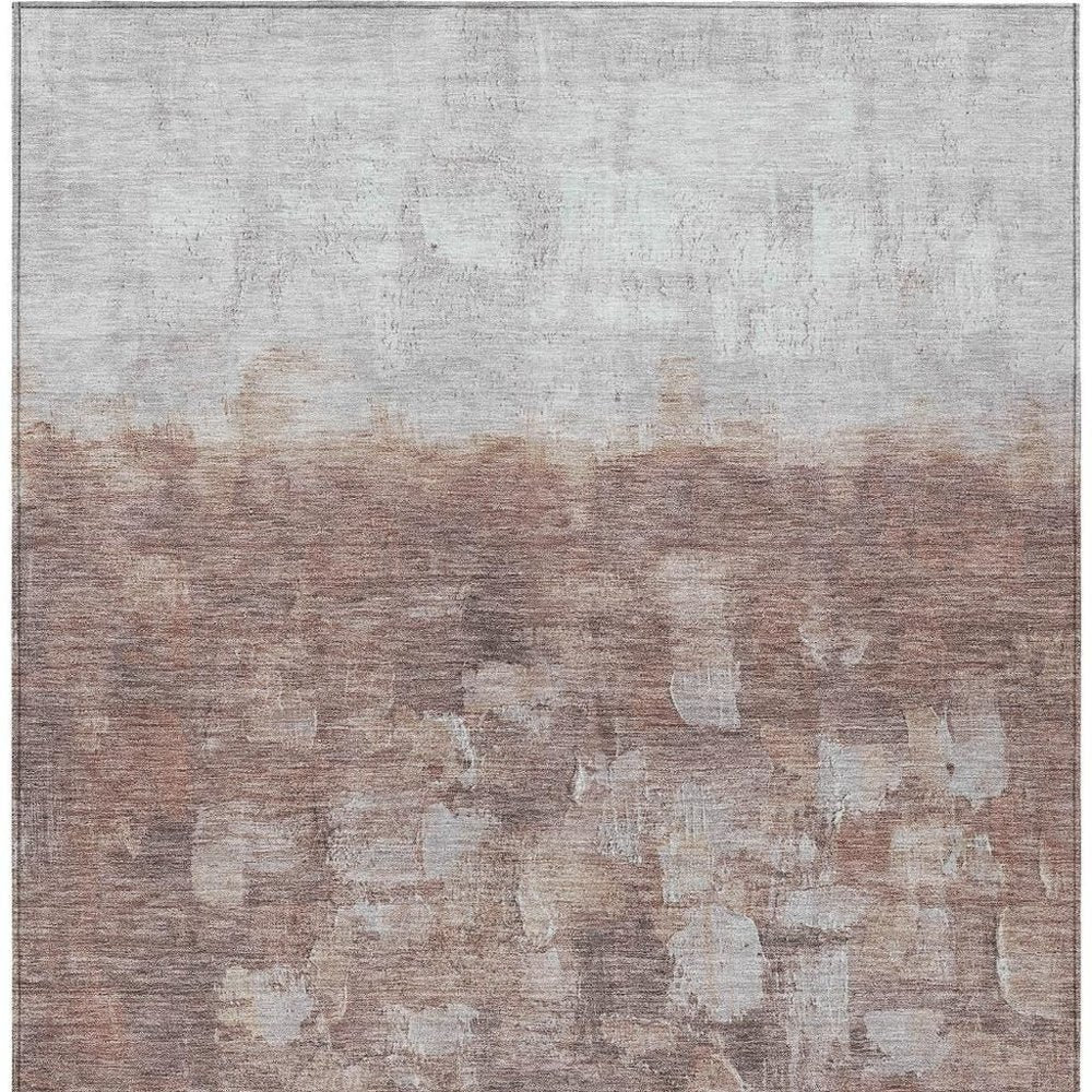 9' X 12' Rust And Silver Abstract Washable Indoor Outdoor Area Rug HomeRoots
