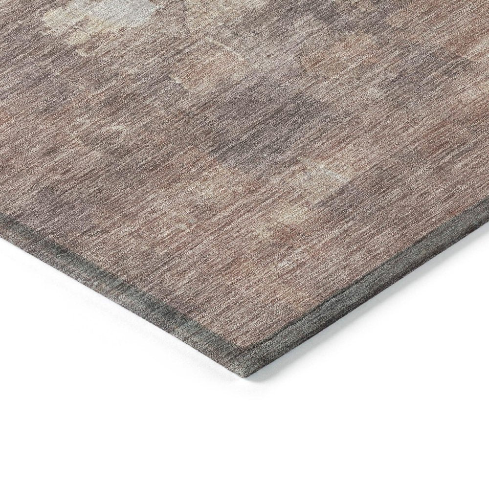 9' X 12' Rust And Silver Abstract Washable Indoor Outdoor Area Rug — view 3