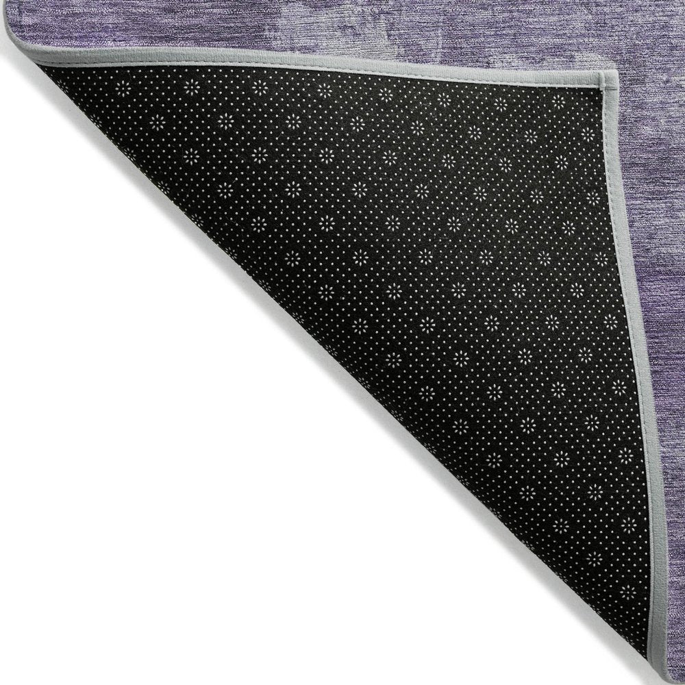 3' X 5' Purple And Silver Abstract Washable Indoor Outdoor Area Rug HomeRoots
