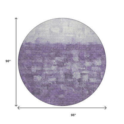 8' Purple And Silver Round Abstract Washable Indoor Outdoor Area Rug HomeRoots