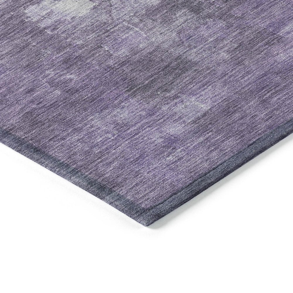 8' Purple And Silver Round Abstract Washable Indoor Outdoor Area Rug — view 3