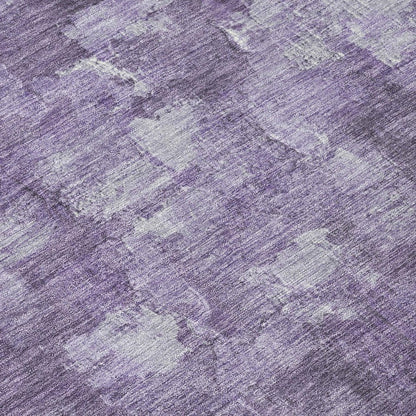8' Purple And Silver Round Abstract Washable Indoor Outdoor Area Rug HomeRoots