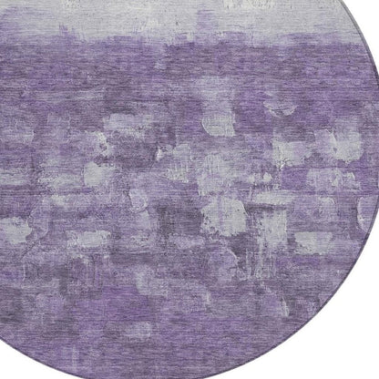 8' Purple And Silver Round Abstract Washable Indoor Outdoor Area Rug HomeRoots