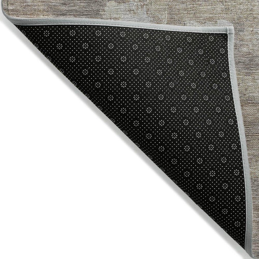 8' Taupe And Silver Round Abstract Washable Indoor Outdoor Area Rug HomeRoots
