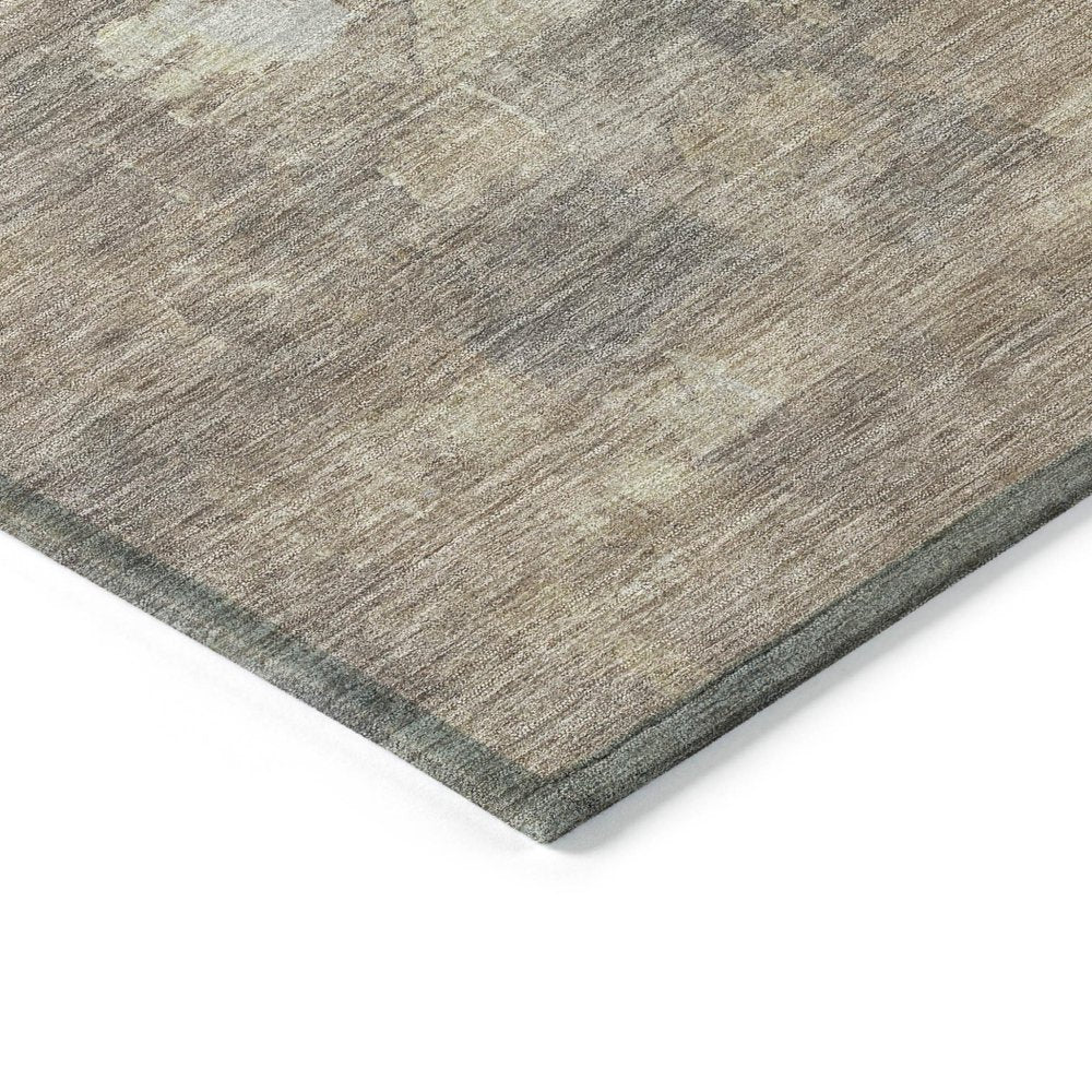 8' Taupe And Silver Round Abstract Washable Indoor Outdoor Area Rug HomeRoots