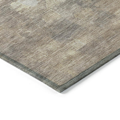 8' Taupe And Silver Round Abstract Washable Indoor Outdoor Area Rug HomeRoots