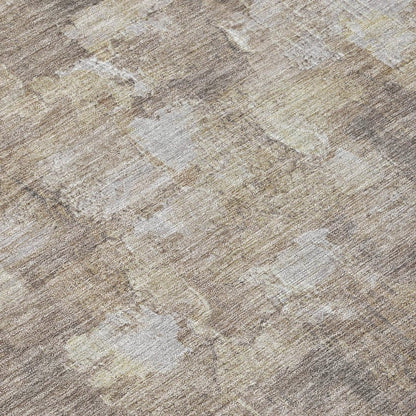 8' Taupe And Silver Round Abstract Washable Indoor Outdoor Area Rug HomeRoots