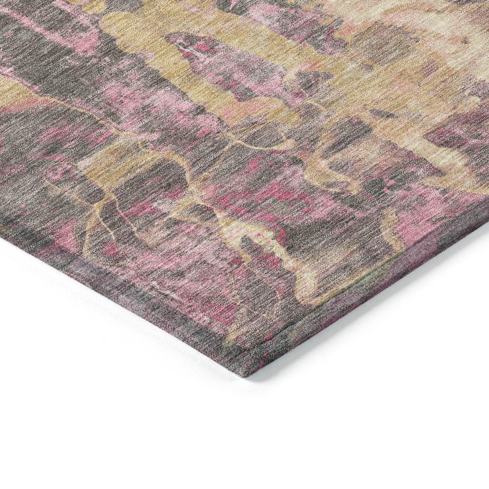 9' X 12' Blush And Wheat Abstract Washable Indoor Outdoor Area Rug — view 3
