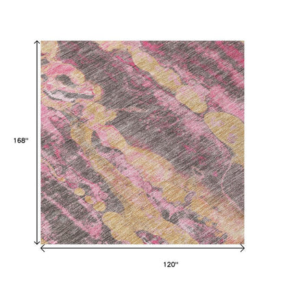 10' X 14' Blush And Wheat Abstract Washable Indoor Outdoor Area Rug HomeRoots