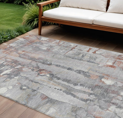 8' X 10' Copper And Gray Abstract Washable Indoor Outdoor Area Rug HomeRoots
