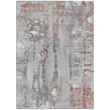 8' X 10' Copper And Gray Abstract Washable Indoor Outdoor Area Rug HomeRoots