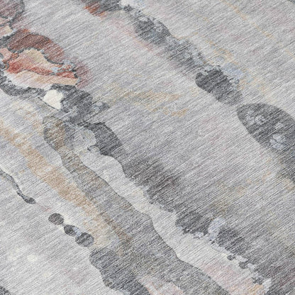 9' X 12' Copper And Gray Abstract Washable Indoor Outdoor Area Rug HomeRoots