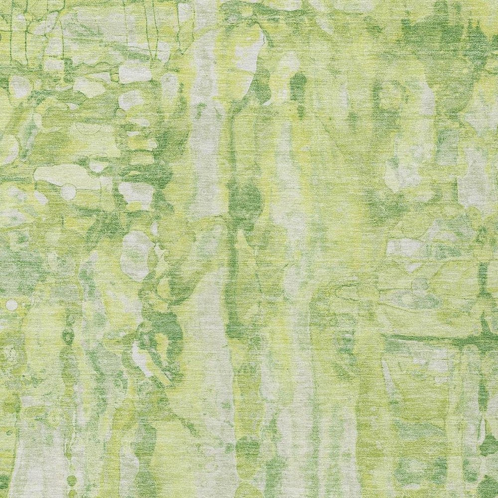 9' X 12' Lime Green And Ivory Abstract Washable Indoor Outdoor Area Rug — view 6