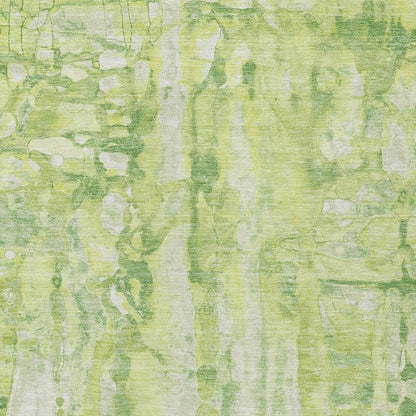 9' X 12' Lime Green And Ivory Abstract Washable Indoor Outdoor Area Rug HomeRoots