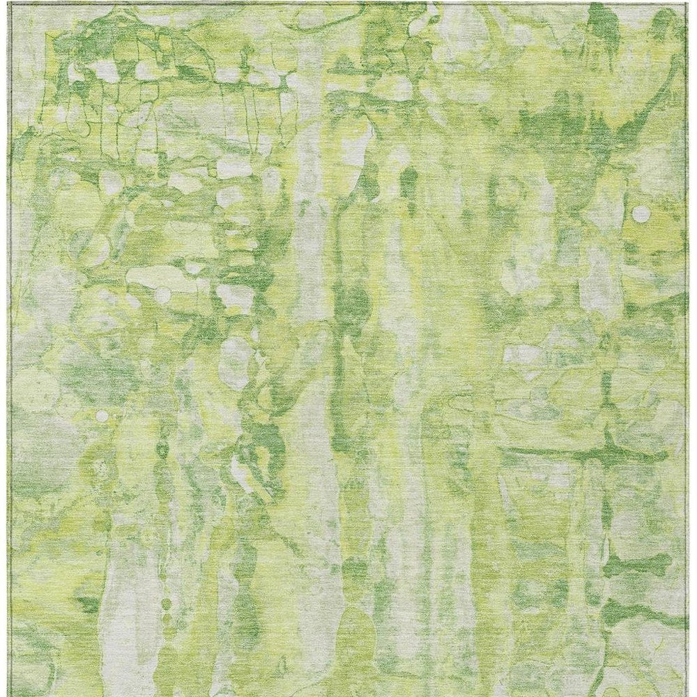 9' X 12' Lime Green And Ivory Abstract Washable Indoor Outdoor Area Rug HomeRoots