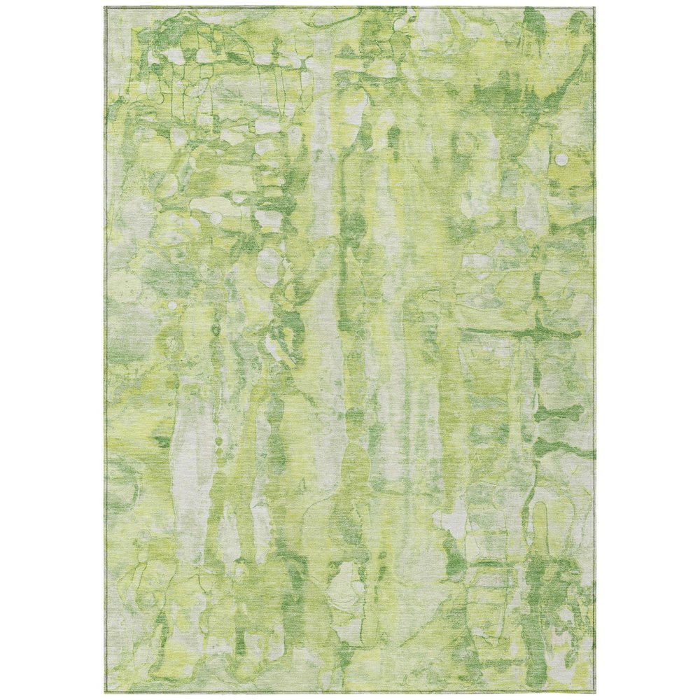 9' X 12' Lime Green And Ivory Abstract Washable Indoor Outdoor Area Rug — view 1