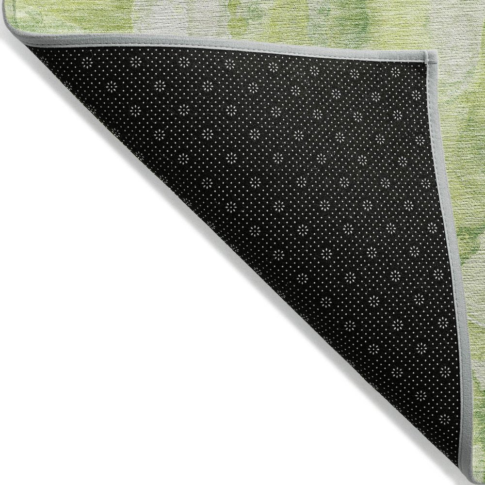 9' X 12' Lime Green And Ivory Abstract Washable Indoor Outdoor Area Rug — view 2