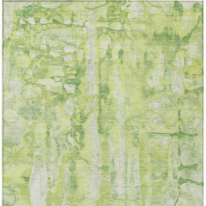 10' X 14' Lime Green And Ivory Abstract Washable Indoor Outdoor Area Rug HomeRoots
