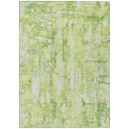 10' X 14' Lime Green And Ivory Abstract Washable Indoor Outdoor Area Rug HomeRoots