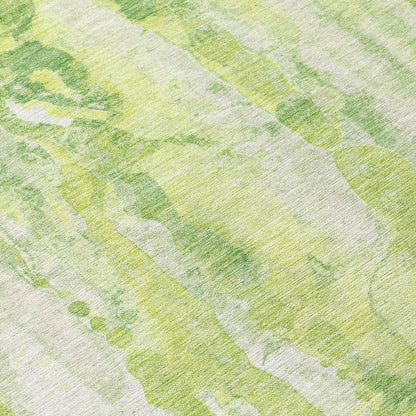 10' X 14' Lime Green And Ivory Abstract Washable Indoor Outdoor Area Rug HomeRoots