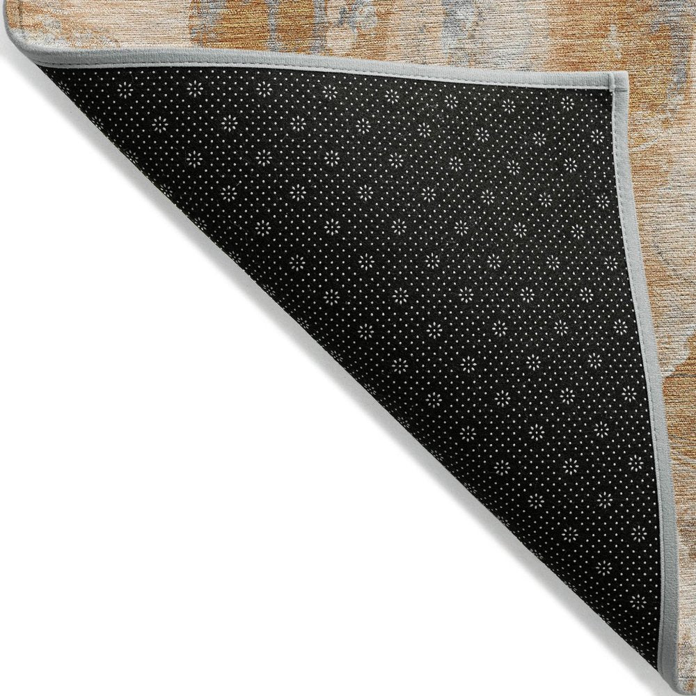 10' X 14' Orange And Gray Abstract Washable Indoor Outdoor Area Rug — view 2