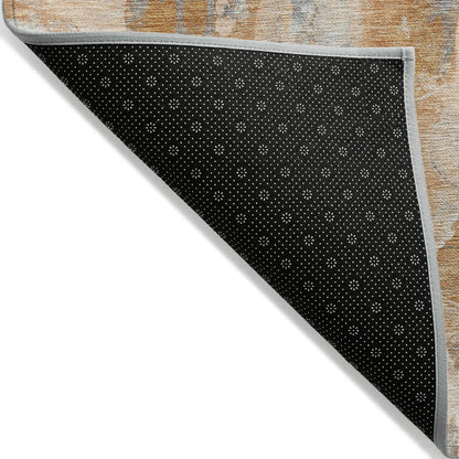 10' X 14' Orange And Gray Abstract Washable Indoor Outdoor Area Rug HomeRoots