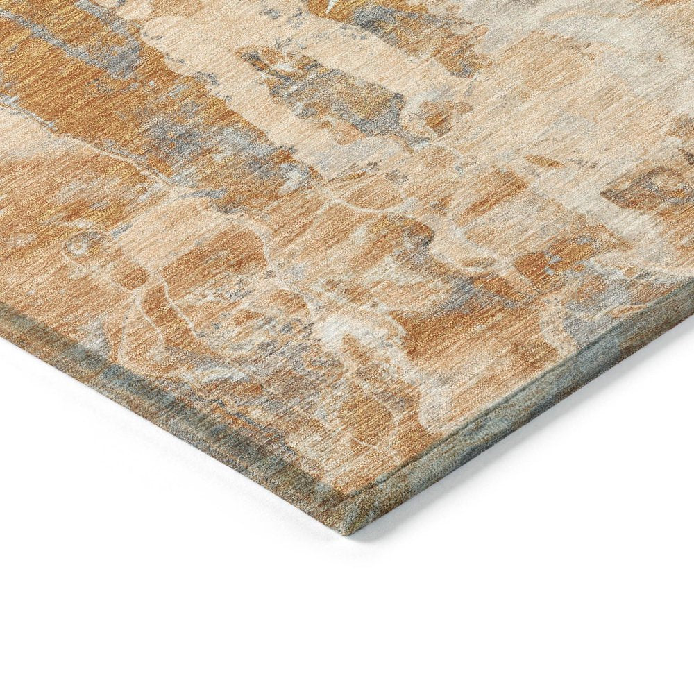 10' X 14' Orange And Gray Abstract Washable Indoor Outdoor Area Rug — view 3