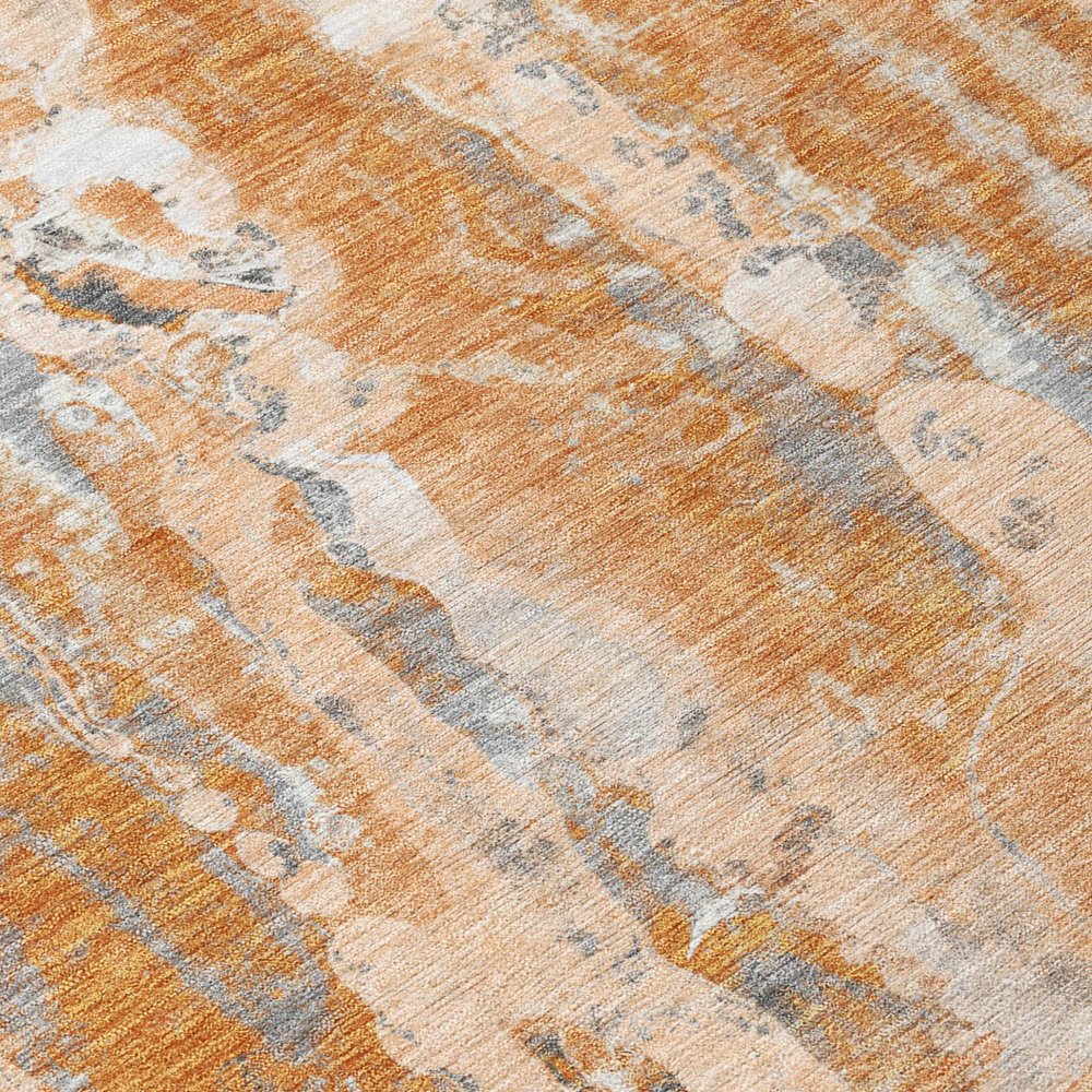 10' X 14' Orange And Gray Abstract Washable Indoor Outdoor Area Rug — view 4