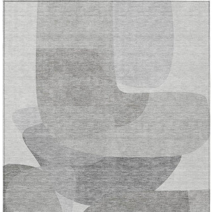 3' X 5' Linen And Gray Abstract Washable Indoor Outdoor Area Rug HomeRoots