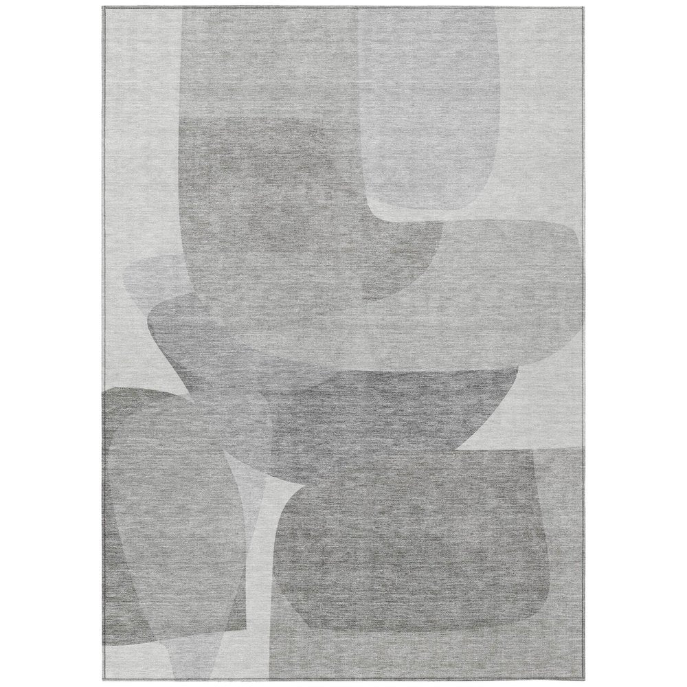 3' X 5' Linen And Gray Abstract Washable Indoor Outdoor Area Rug HomeRoots