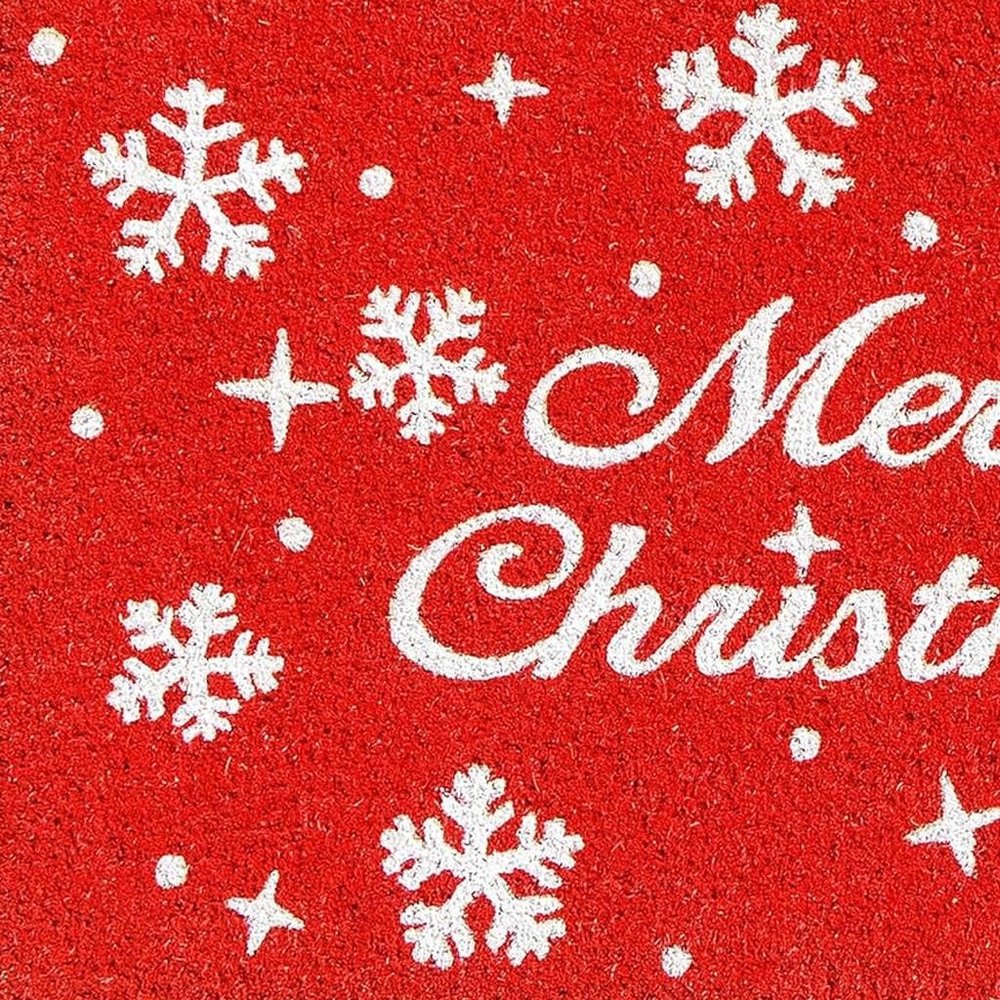 24" X 36" Red And White Christmas Snowflake Merry Christmas Outdoor Coir Door Mat — view 3