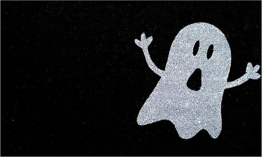 17" X 29" Black And White Coir Ghost Outdoor Halloween Door Mat