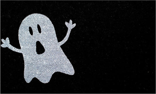 17" X 29" Black And White Coir Ghost Outdoor Halloween Door Mat