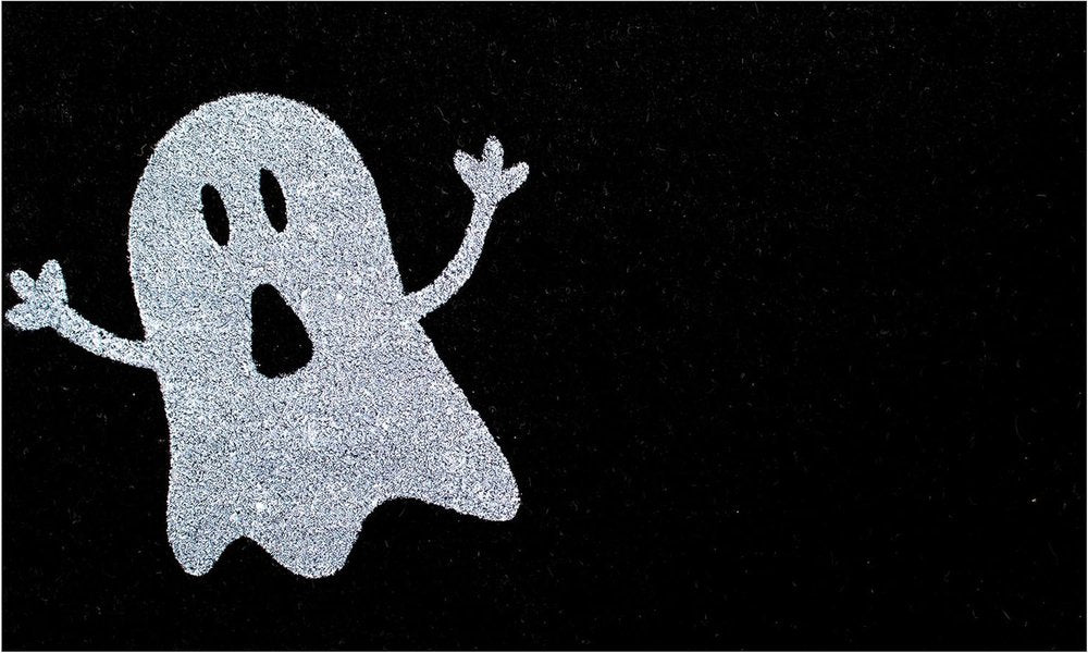 24" X 36" Black And White Halloween Ghost Outdoor Coir Door Mat HomeRoots