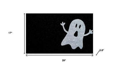 24" X 36" Black And White Halloween Ghost Outdoor Coir Door Mat HomeRoots