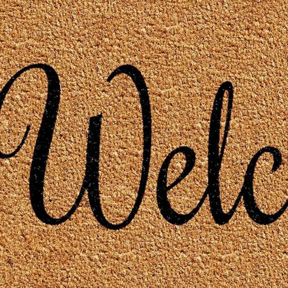 17" X 29" Natural And Black Pineapple Welcome Outdoor Coir Door Mat HomeRoots
