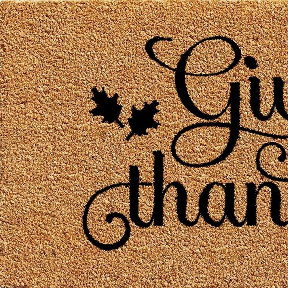 24" X 36" Natural And Brown Thanksgiving Give Thanks Outdoor Coir Door Mat — view 12
