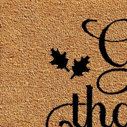 24" X 36" Natural And Brown Thanksgiving Give Thanks Outdoor Coir Door Mat HomeRoots