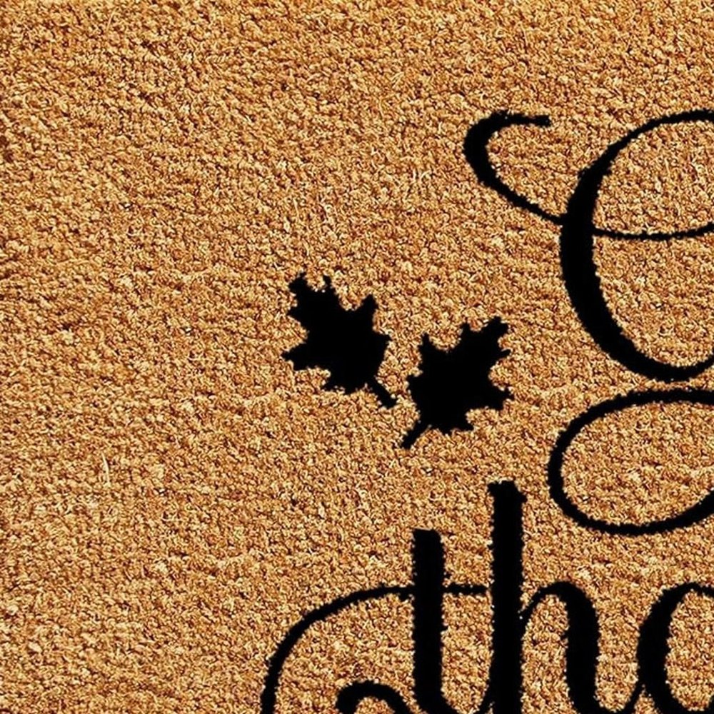 24" X 36" Natural And Brown Thanksgiving Give Thanks Outdoor Coir Door Mat HomeRoots